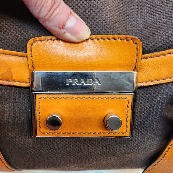 Prada Authentic Vintage Canvas & Leather Bowling Bag Purse Made in Italy!  🇮🇹 - Picture 9 of 15
